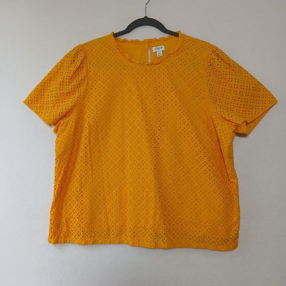 J.Crew Sunshine Yellow 100% Cotton Lined Summer Spring Blouse Plus Size 2X #923